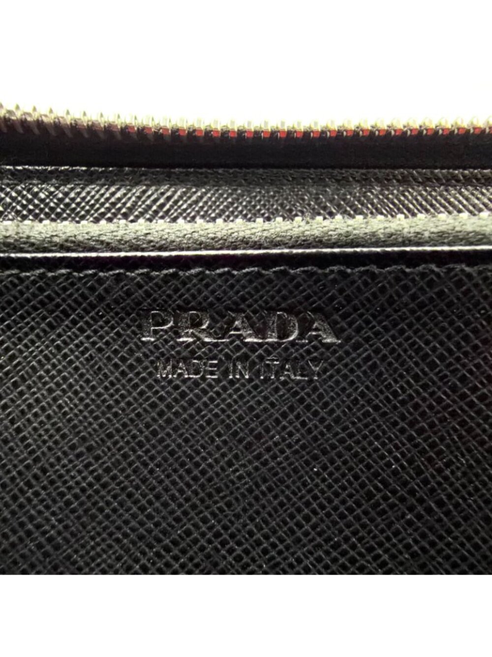 Prada Zip Around Leather Black Wallet Silver - Picture 4 of 14